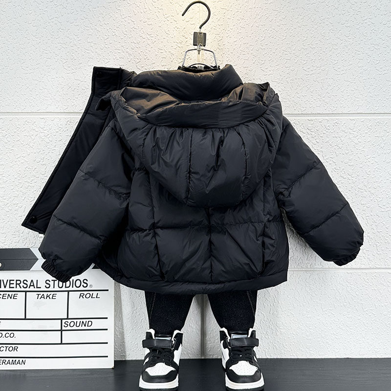 儿童羽绒衣冬季男童酒红色棉服外套2023新款痞帅宝宝棉袄洋派棉衣