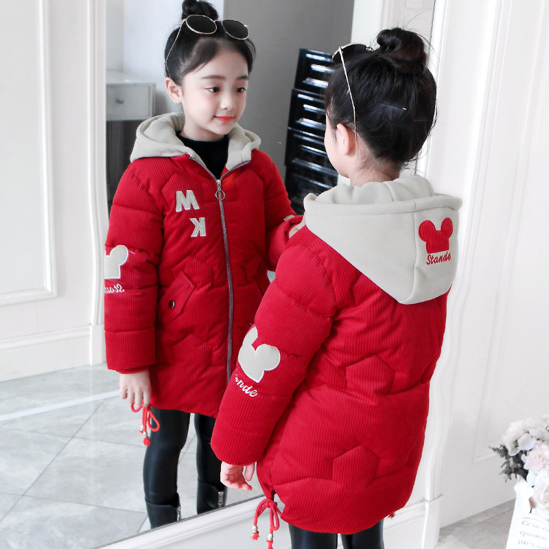 女童棉衣外套加绒加厚2023年新款冬装儿童棉袄中大童洋派羽绒棉服