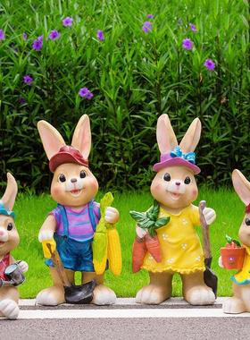 户外树脂卡通兔子花园庭院创意摆件别墅草坪小院子园艺装饰品摆设