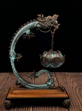 吊式香炉古典莲花龙架悬挂烤鸭炉摆件禅意倒流香炉回流香檀香薰香