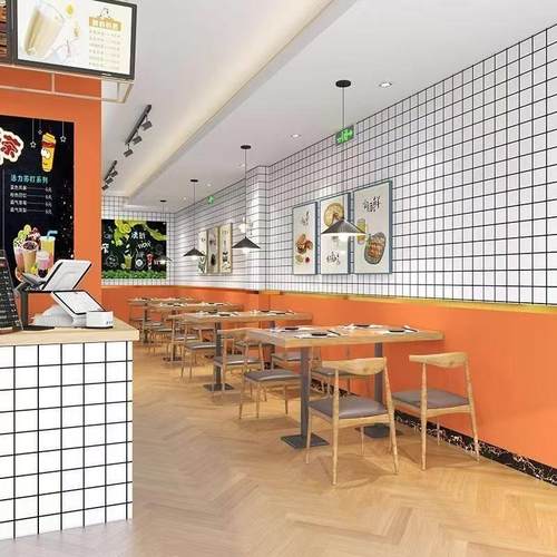 网红格子墙板黑白格护墙板防水防潮厨房餐厅火锅店浴室墙板快装