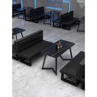 酒吧桌椅组合卡座沙发清吧餐饮家具商用餐桌工业风甜品店奶茶店