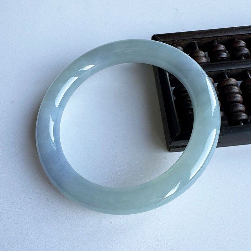 翡翠林 大圈口翡翠手镯62 老坑冰种阳绿玉镯63缅甸天然满绿宽边61