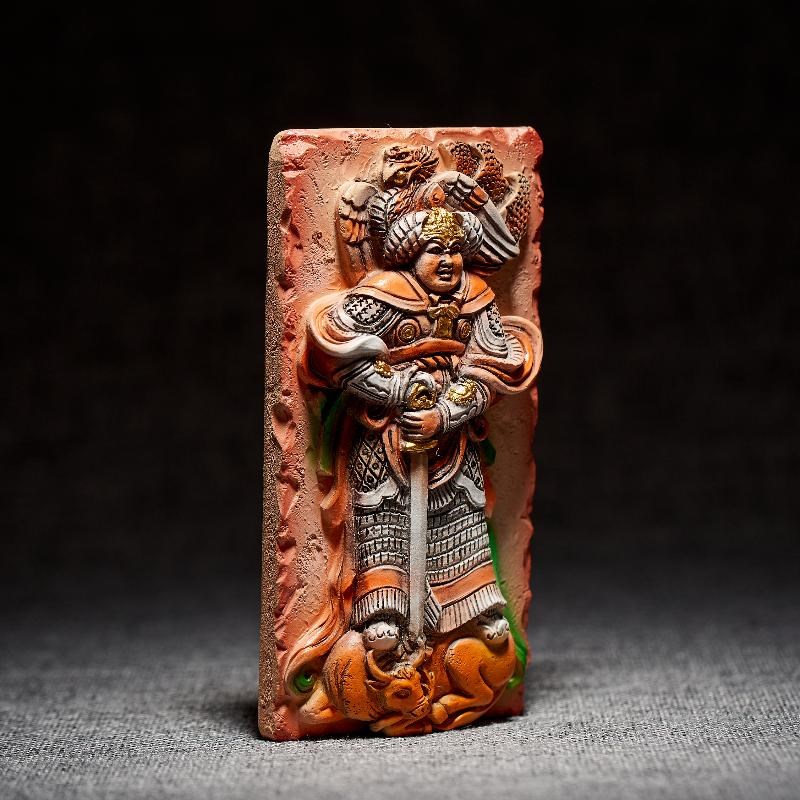 五代彩绘浮雕武士佣冰箱贴国家博物馆河北博物院文创立体磁贴国风