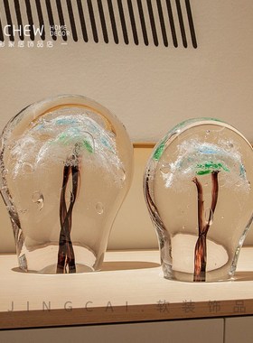 现代简约琉璃高级花瓶摆件酒店大厅会所展厅客厅茶几家具软装饰品