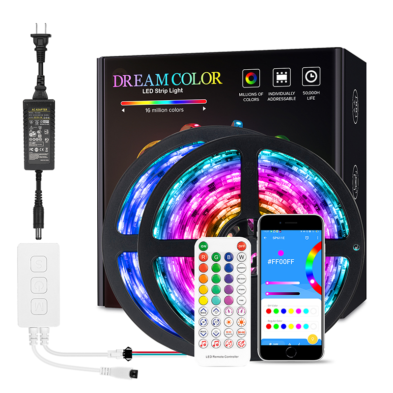 全彩WS2811灯带SP611E套装蓝牙音乐APP带遥控多模式家庭氛围灯条