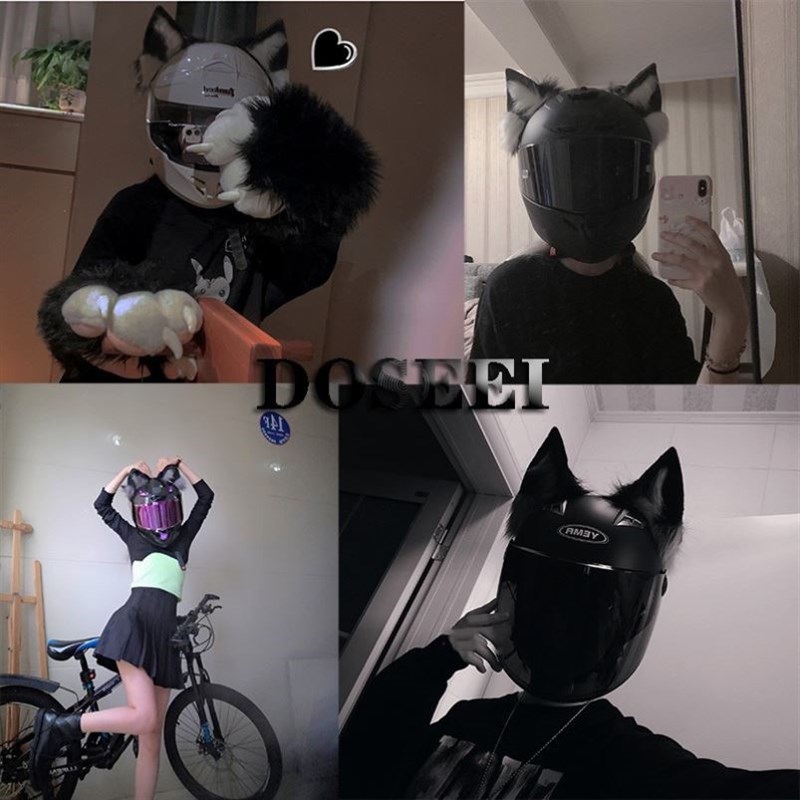 摩托机车头盔耳朵装饰品小配件兽猫狼耳电动车女头盔顶部配饰