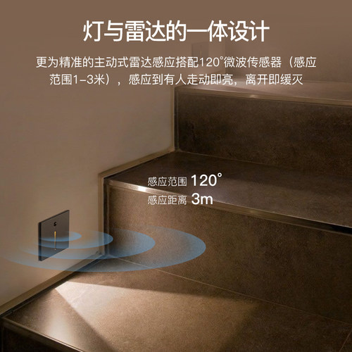 家用智能嵌入式人体感应地脚灯防水86型楼梯踢步踏步灯过道小夜灯