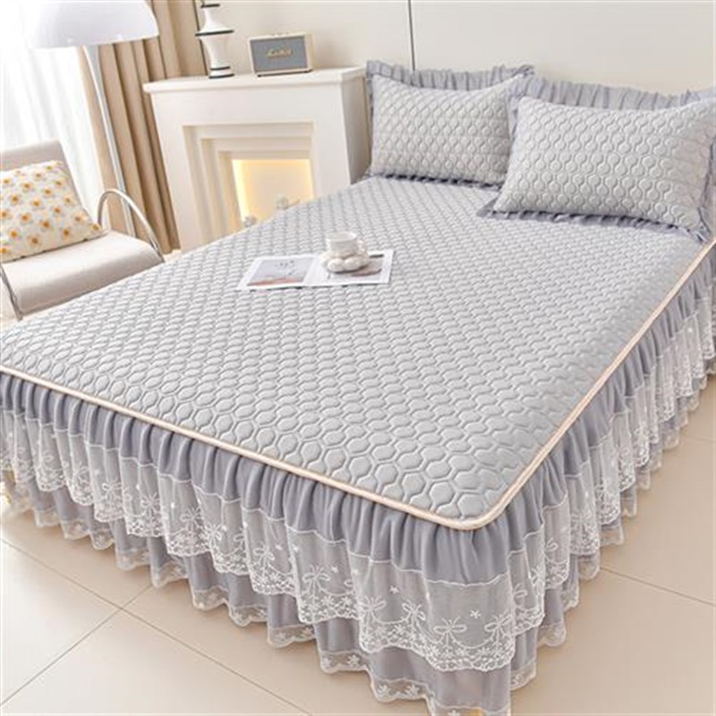 乳胶冰丝凉席三四件套夏天可机洗软床垫床上用品水洗空调席床裙款