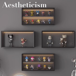 实木玻璃客厅置物架墙上储物柜收纳柜厨房吊柜适用乐高手办展示柜