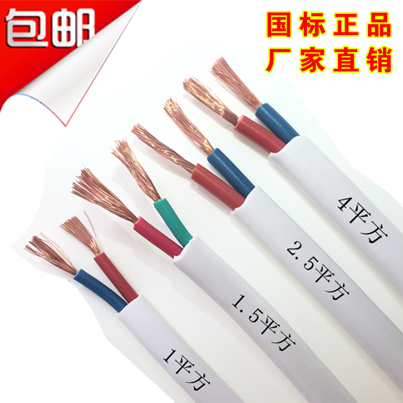 电线2芯2.5 平方国标1.5 4 6双芯纯铜芯线VV软白护套线家装电缆