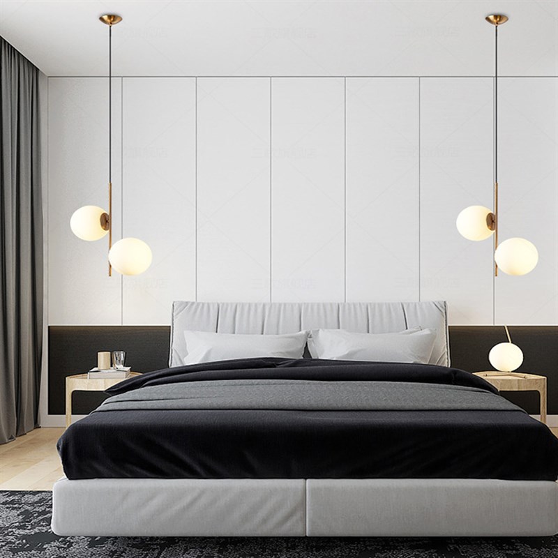 北欧创意餐厅吊灯现代简约卧室床B头灯创意咖啡厅玻璃圆球餐桌吊