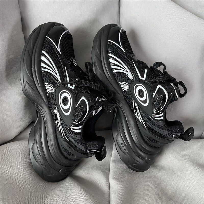 黑色老爹鞋男款2023新款男鞋网红爆款涡轮鞋小众设计休闲运动鞋子