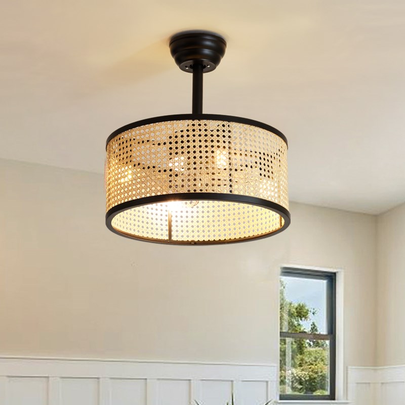 侘寂风中古美式复古风扇灯卧室客厅餐厅书房吸顶灯遥控变频静音