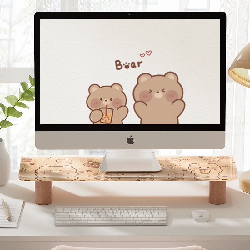 可爱风电脑显示器亚克力增高架60CM台式显示器架托架垫高底座简约