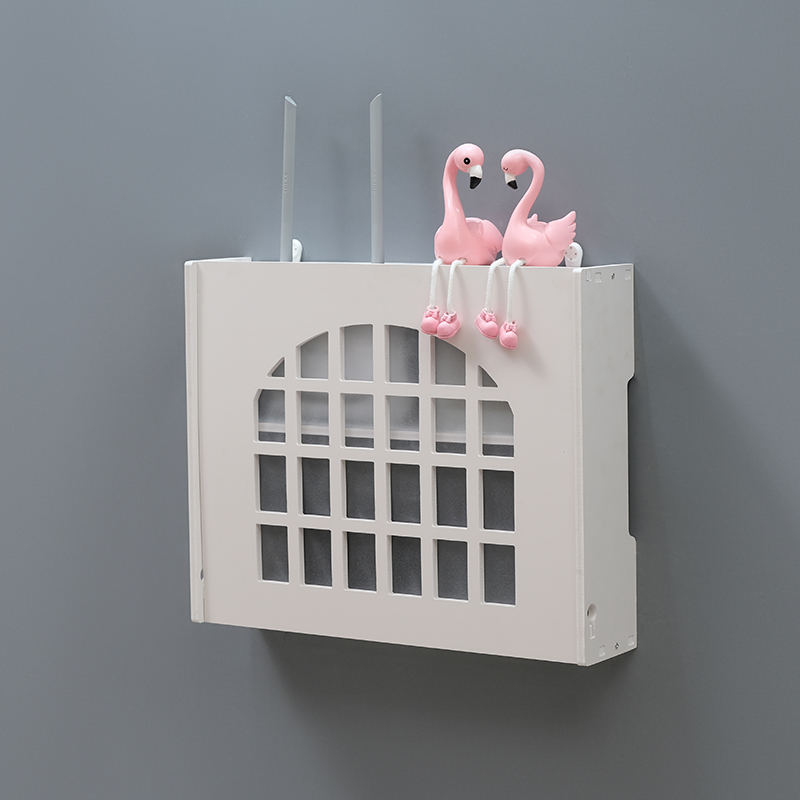 路由器多媒体收纳盒墙上wifi网络箱置物架免打孔壁挂式插排座遮挡