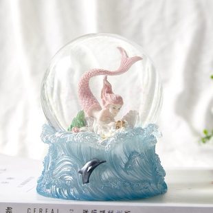 美人鱼水晶球公主玻璃球摆件女童少女心创意生日礼物送女生情人节