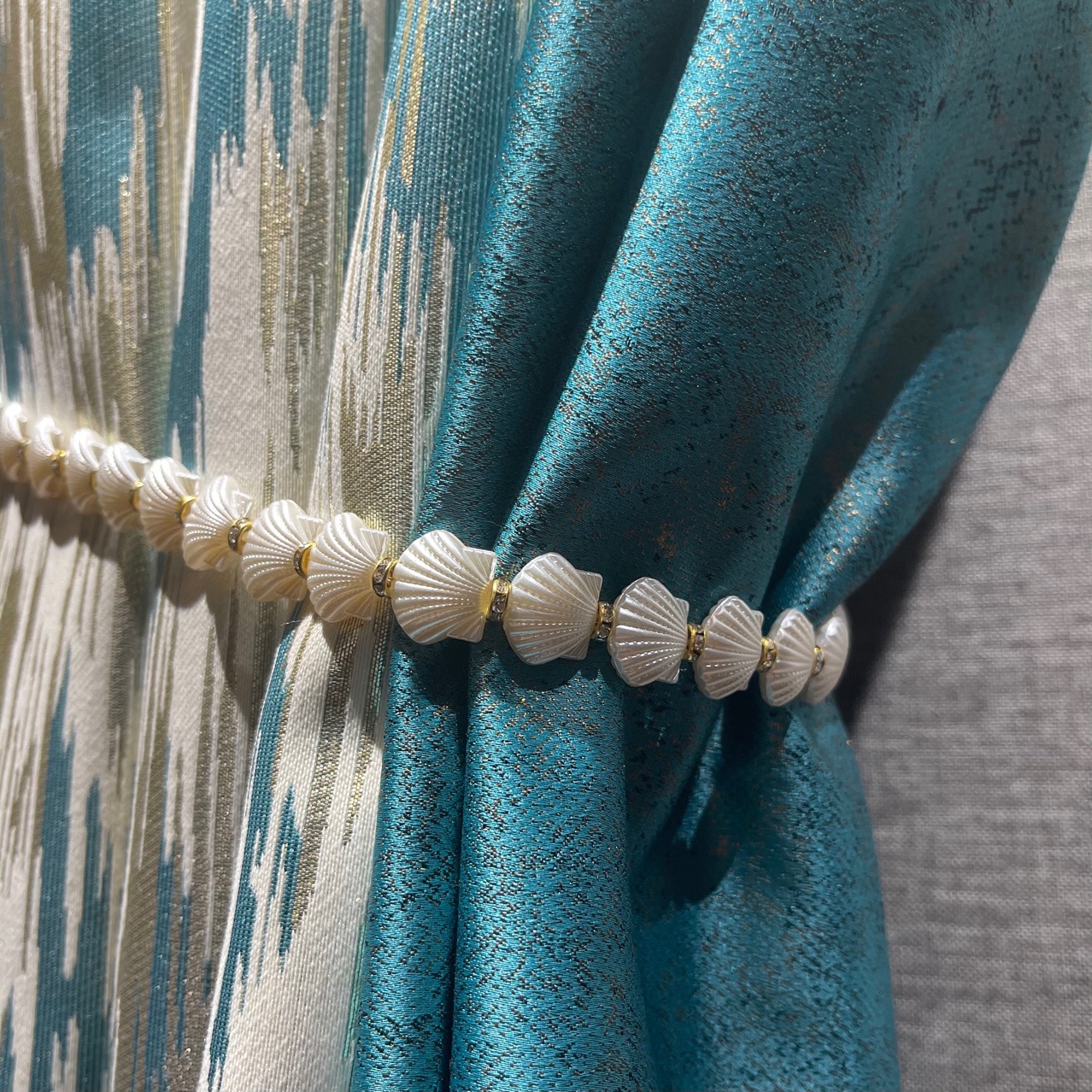 北欧法式提花地中海蓝色森系中国风现代拼接轻奢窗帘布蝴蝶绣花纱