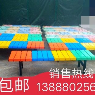 彩色玻璃钢彩条凳ABS塑料凳更衣凳公园休息椅板凳