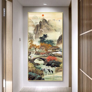 ks色系新款客厅过道玄关山野人家旭日东升现代大气风景满绣十字绣