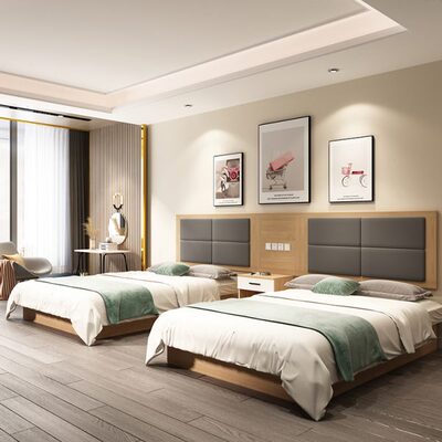 酒店家具标准间全套床定制快捷旅馆客房床宾馆专用双人床公寓民宿