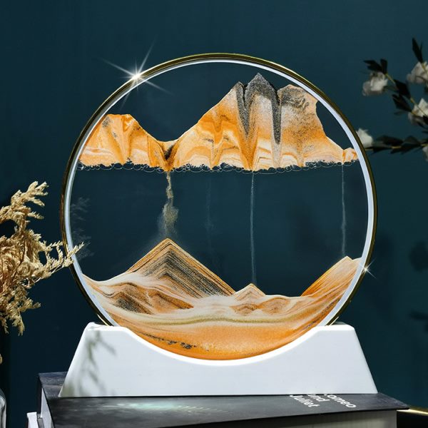 创意圆形流沙画超薄金框7寸12寸沙漏摆件工艺品客厅装饰商务礼品图片