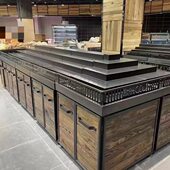 胖东来款 蔬菜水果堆头货架商用永辉钢木中岛展示架生鲜便利店平堆