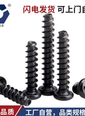 PB2x4→2x12黑色不锈钢圆头自攻平尾螺丝GB845-F型防锈盐雾达克罗