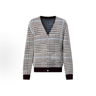 格纹V领千鸟格开衫 男女情侣明星同款 26SS 毛衣外套 Adam