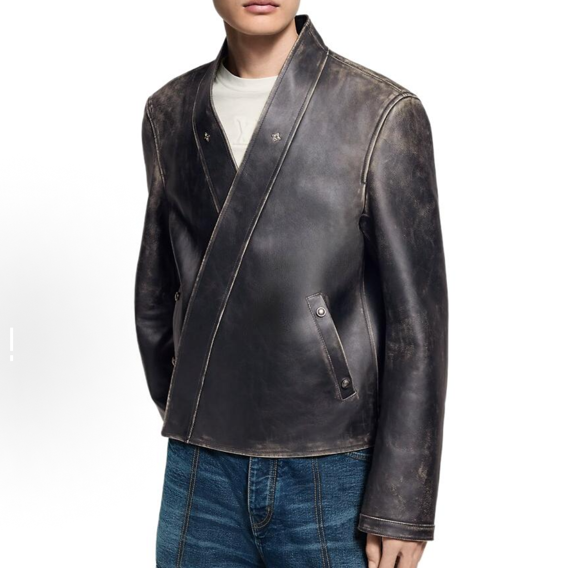【Adam】25FW 男女情侣明星同款 四角V领皮衣夹克外套