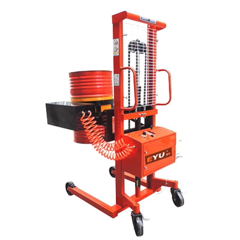 QDS3015BH气动堆高手动旋转叼扣式塑料油桶车汽动升高倾倒倒料机