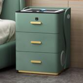 智能床头柜多功能简约现代加高三抽无线充电带灯带锁卧室皮床斗柜