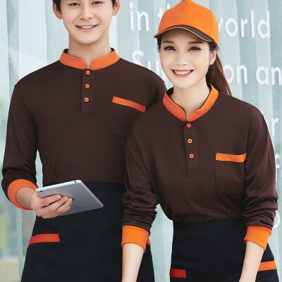 服务员工作服长袖秋冬装女T恤餐酒店工作制服