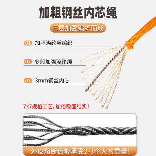 钢丝逃生绳安全绳防火家用高层火灾逃生高楼缓降器应急救生救援绳