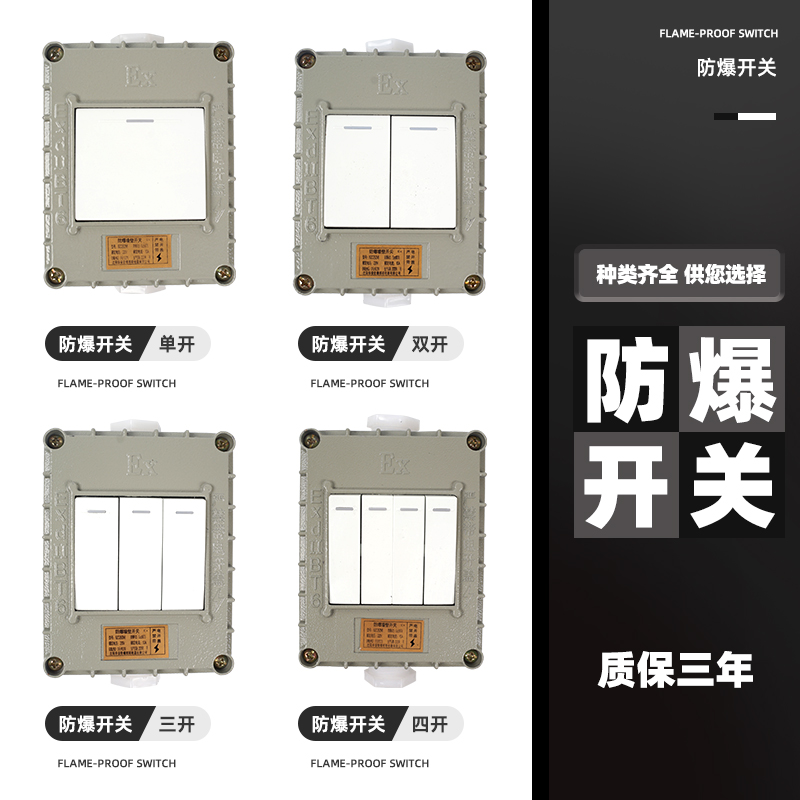防爆开关国标86型开关控制器插座单双三四开明装暗装墙壁工程防水