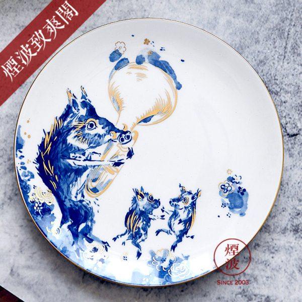德国 MEISSEN 梅森瓷器 干支纪年 2007年度猪年描金赏盘 挂盘18CM