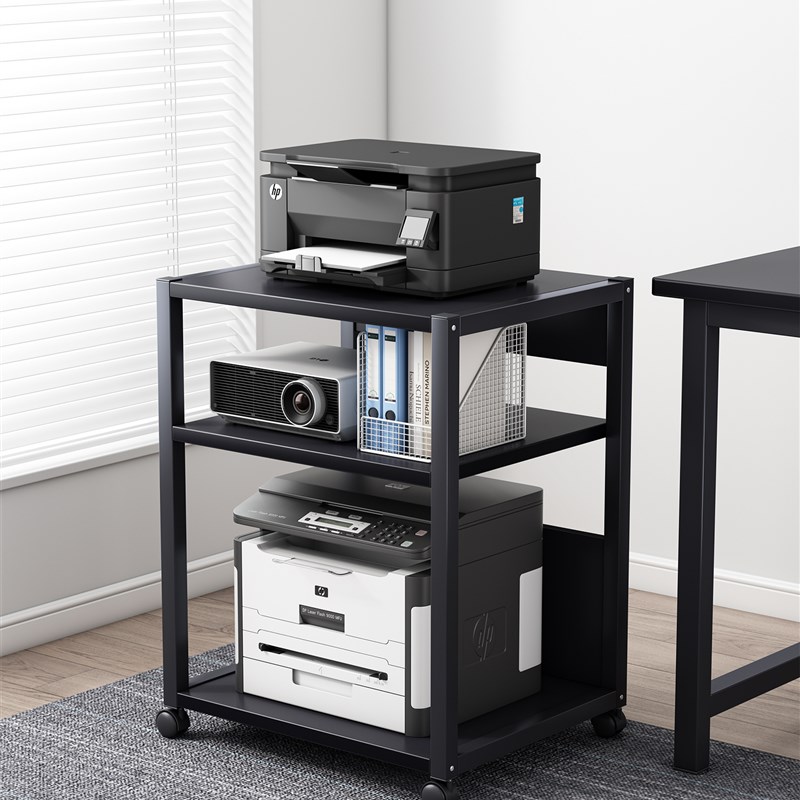 小型落地可移动打印机置物架书房办公桌旁多功P能主机收纳整理架