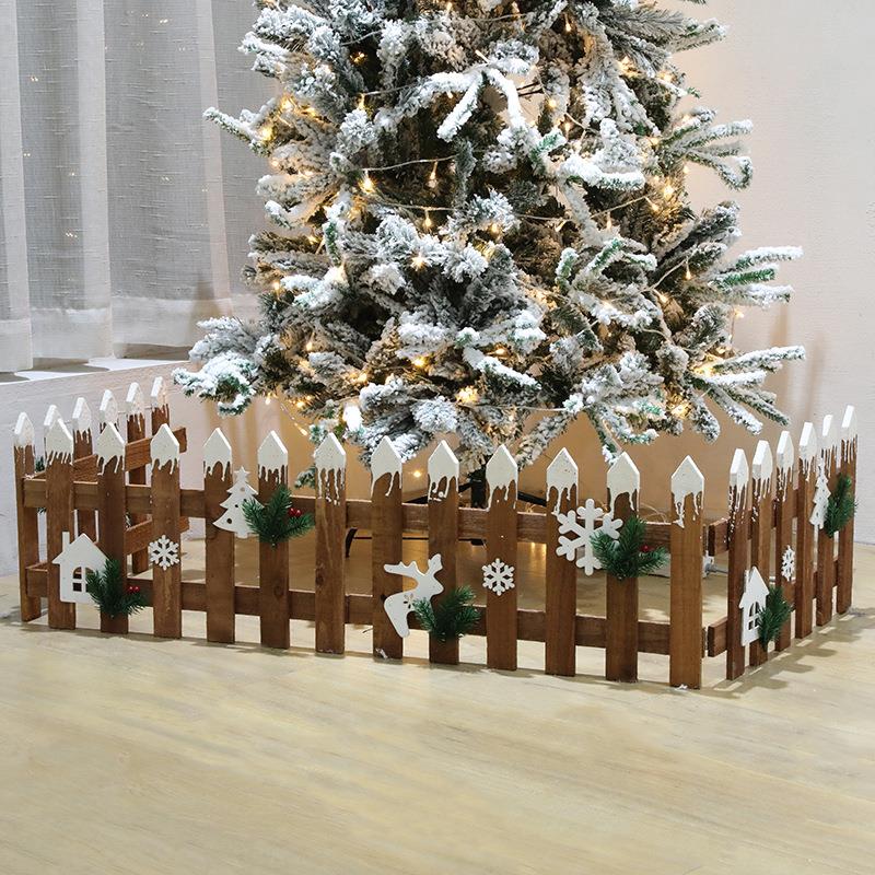 耶诞树围栏栅栏原雪花木栅栏耶z诞节场景布置酒店装饰围栏摆件布