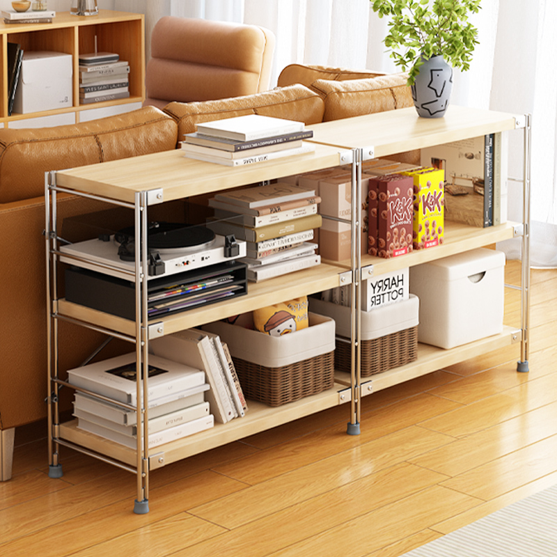 日式书架落地置物架多层客厅储物架儿童可移动简易一体书房展示架