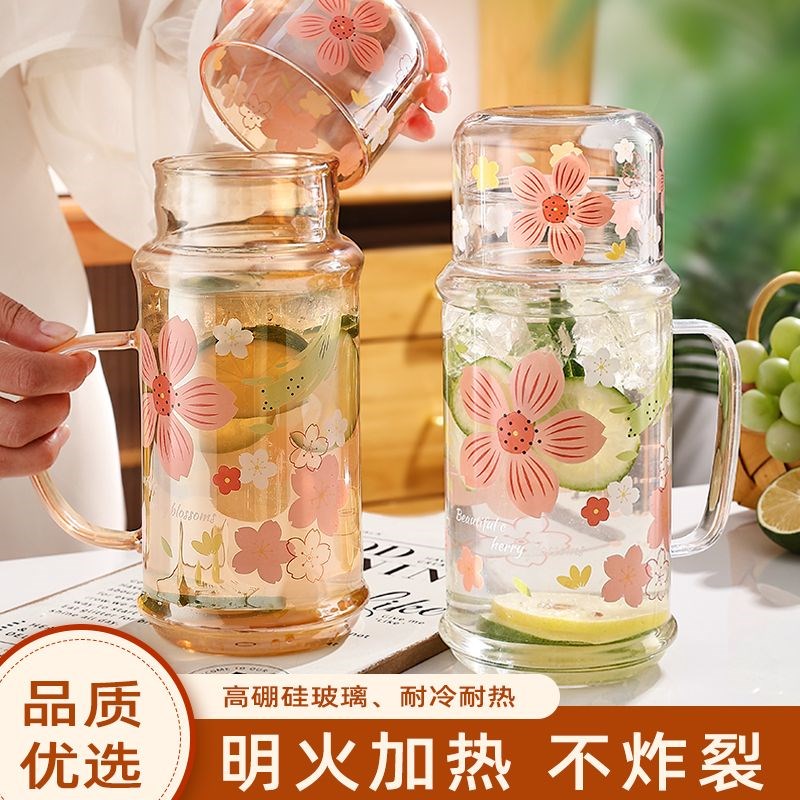 耐热高硼硅玻璃水壶大容量一人饮玻E璃杯办公室学生自用水壶冷水