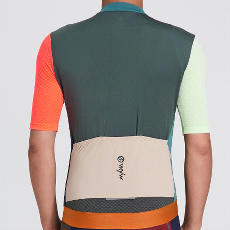 YKYW短袖骑行服男夏季新款公路自行车山地骑行多色拼接上衣服装备