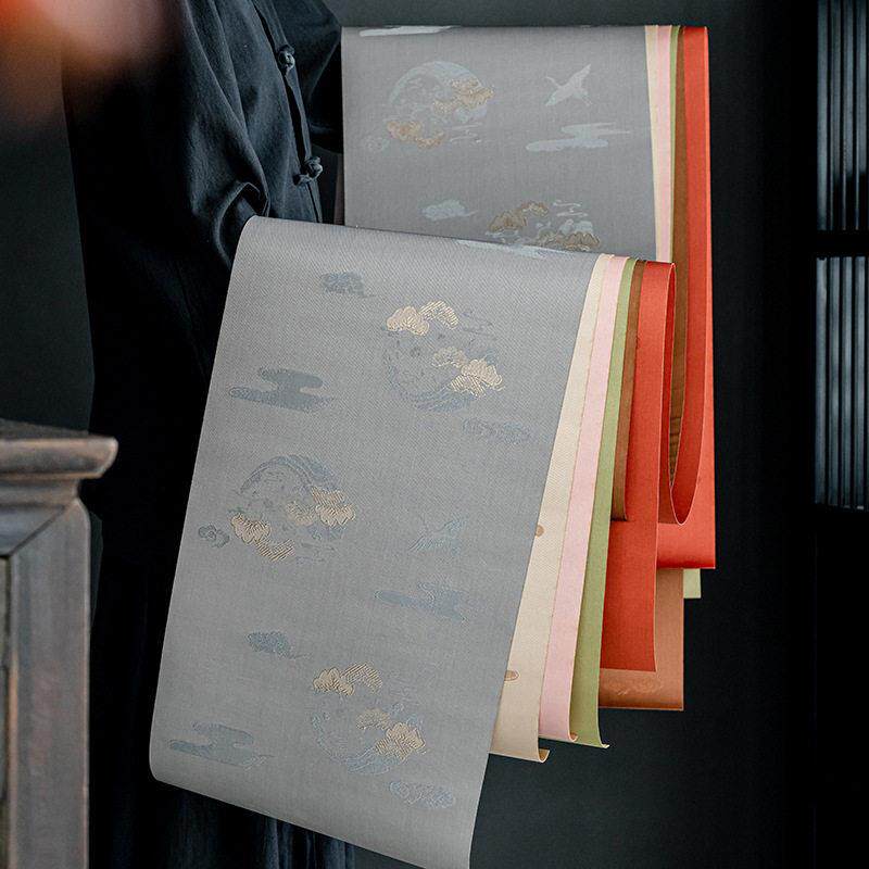 禅艺堂禅意云松鹤织锦防水提花锦缎刺绣茶席桌旗干泡垫杯垫茶盘垫