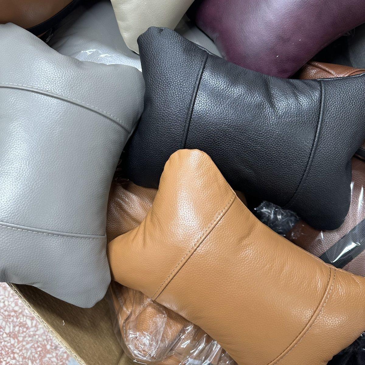 汽车头枕护颈枕车载睡枕靠枕车内用全皮枕头座椅腰靠垫用品