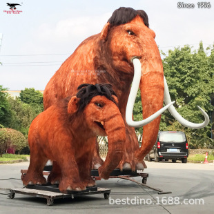 卡通猛犸象造型粘毛雕塑立体玩偶冰河时代动物模型摆件厂家定制