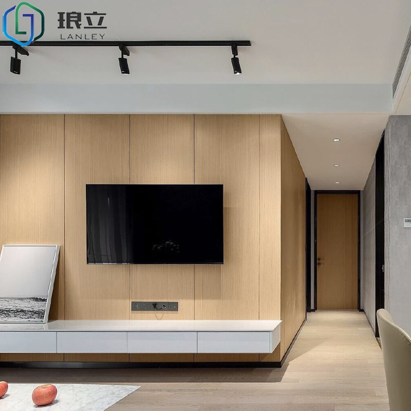 饰面板免漆木饰面板背景墙实木木皮涂装板科技木科定kd板秋香6343