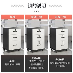 移动简约落地办公室文件柜带抽屉桌面储物柜简易收纳柜矮柜资料架