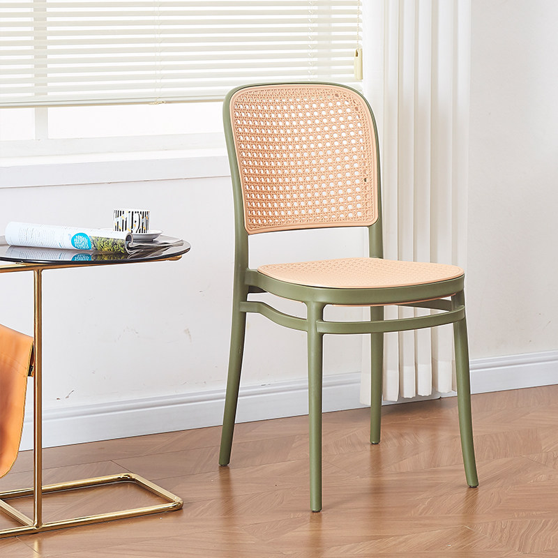 藤编椅子久坐舒服塑料侘寂餐椅家用餐桌椅阳台休闲出租房凳子靠背