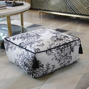 中古复古法式 矮凳泡沫颗粒 可拆洗蒲团垫懒人坐垫脚踏豆袋墩子中式