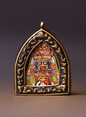 窗型大师天然矿物颜料纯手绘扎基拉姆唐卡嘎乌盒吊坠