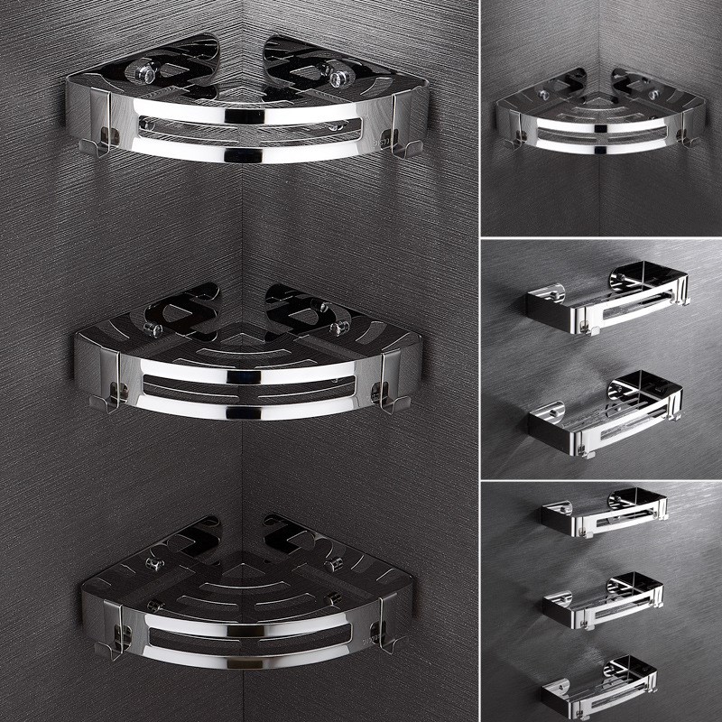 免打孔不锈钢三角篮洗手间厕所收E纳浴室挂件角架卫生间置物架